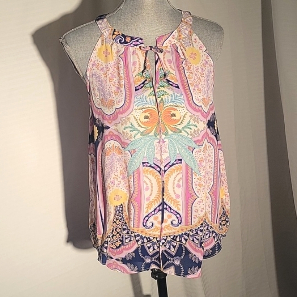 Rose & Olive Womens Colorful Pattern, Sleeveless Lightweight Blouse, Size: M